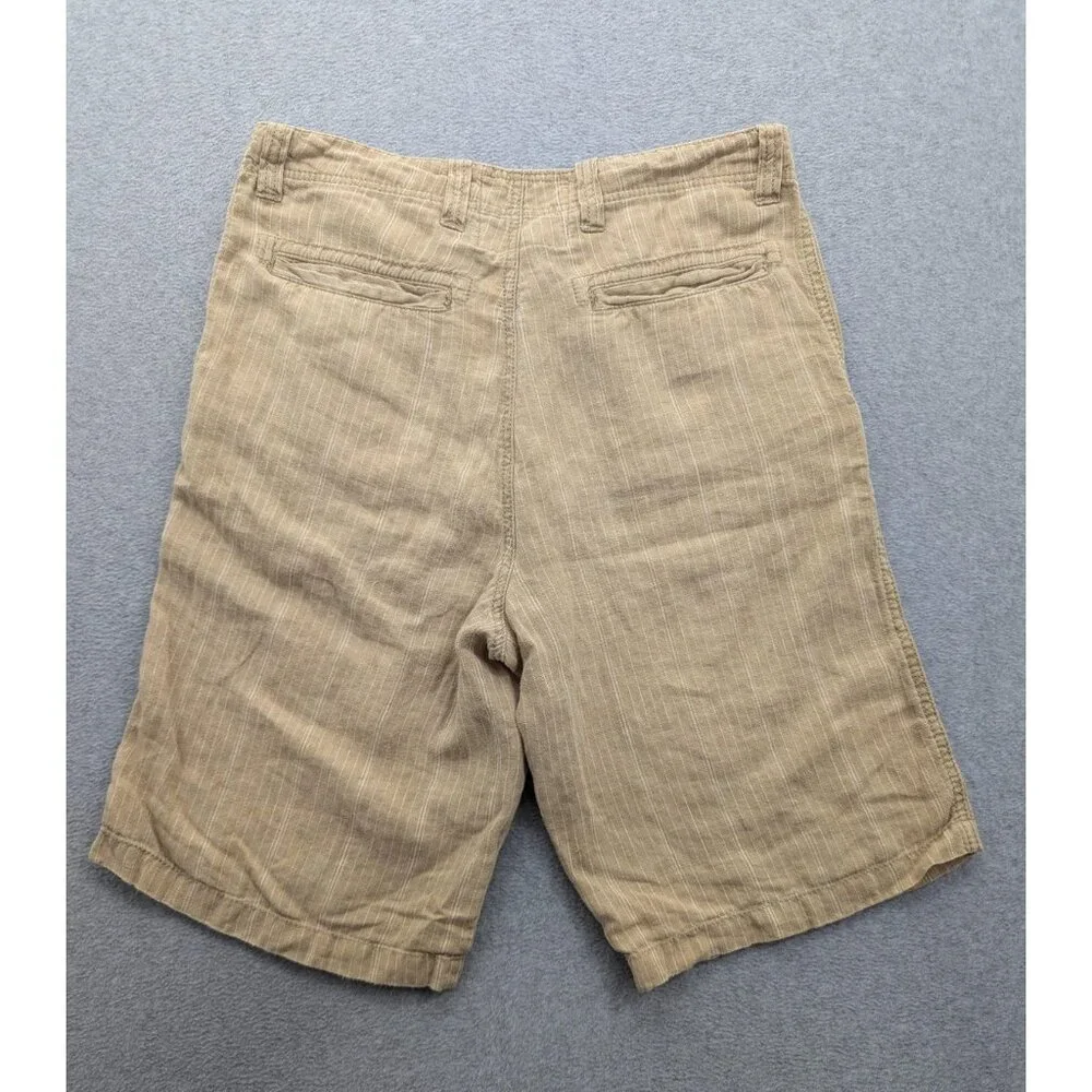 BKE Shorts Mens 32 Timber Cream Linen Loveland Flat Front 26488AM Casual Summer